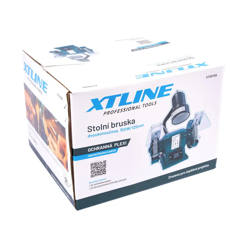 Bruska stolní dvoukotoučová 150 W, 125 mm + lampa 40 W