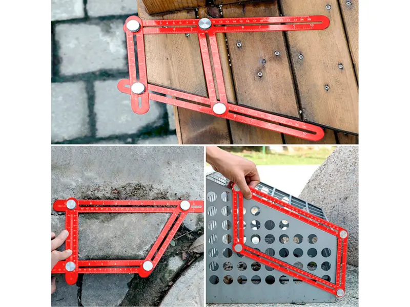 šablona pro přenášení úhlů a pozic kovová s lokátorem, ramena 25x12mm