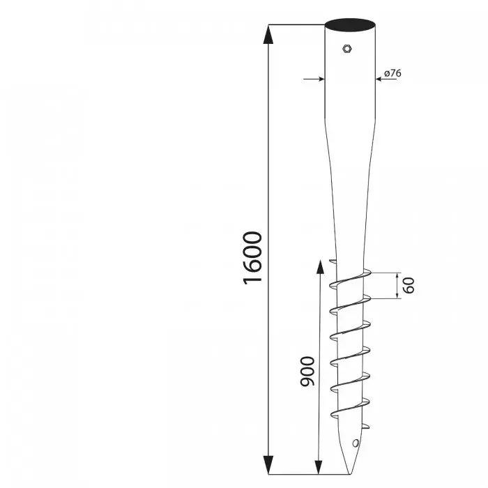 PWG 76/1600 Šroubovací základna sloupku 3xM16 76x1600x3,0
