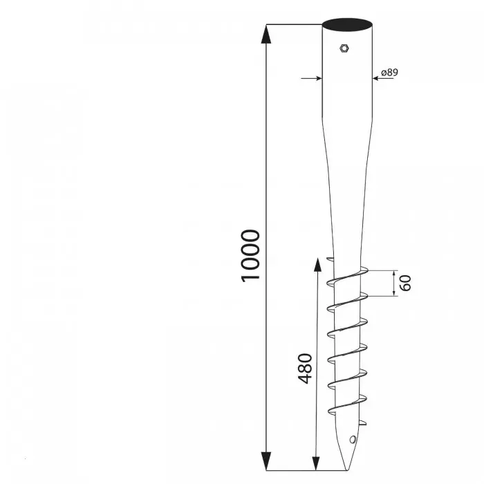 PWG 89/1000 Šroubovací základna sloupku 4xM12 89x1000x3,0