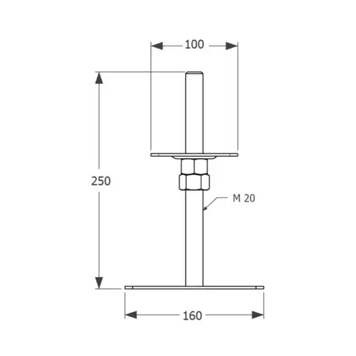 PSRP 100 Stavitelná patka sloupku 100x160x250x3,0 mm M20