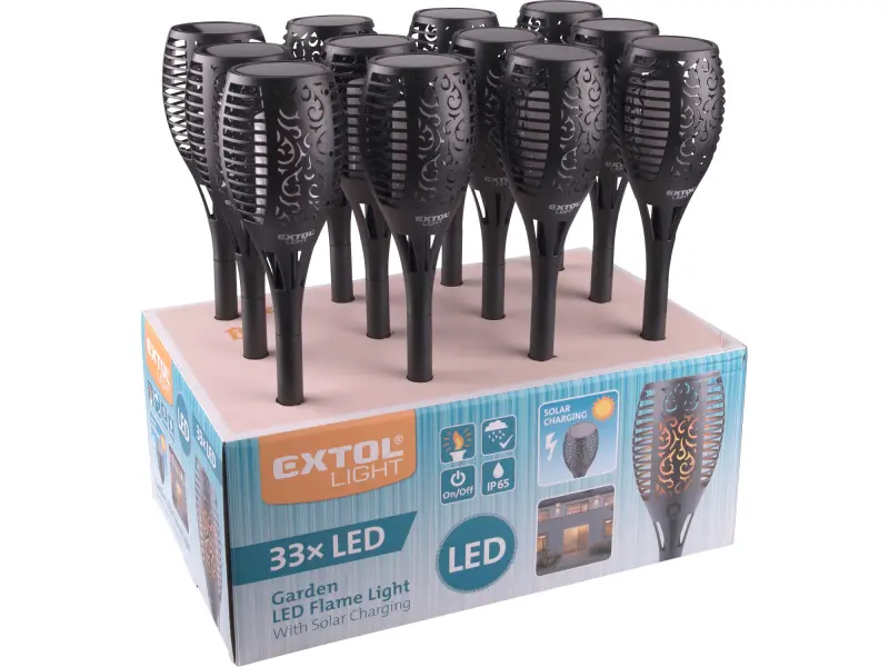 pochodeň LED s plamenem, 57cm, solární nabíjení, 33 LED