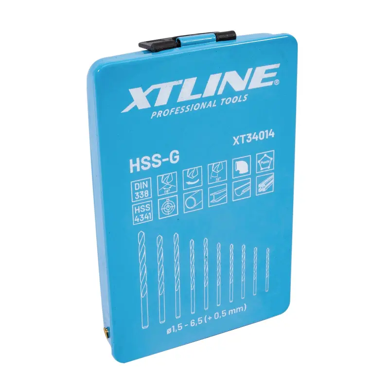 Sada vybrušovaných vrtáků do kovu HSS-G, 11dílů | 1.5-6.5 mm, kovový box