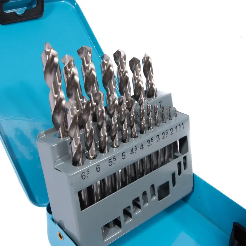 Sada vybrušovaných vrtáků do kovu HSS-G, 19dílů | 1-10 mm, kovový box