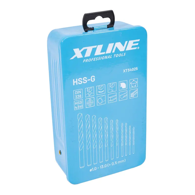Sada vybrušovaných vrtáků do kovu HSS-G, 25dílů | 1-13 mm, kovový box