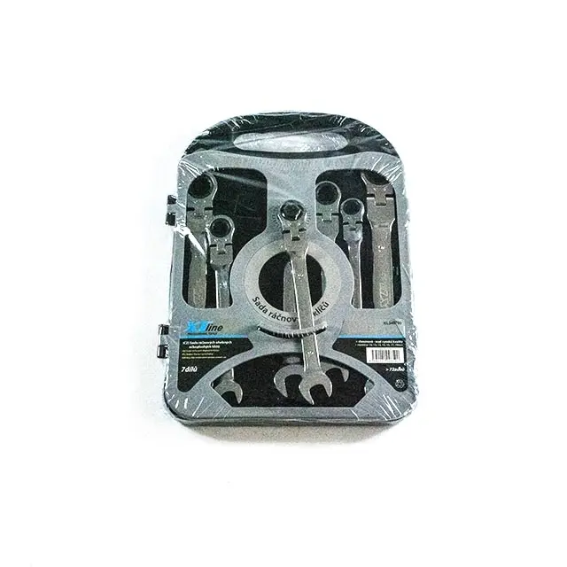 Sada očkoplochých ráčnových klíčů kloubových 10-19 mm chrom 7 dílů