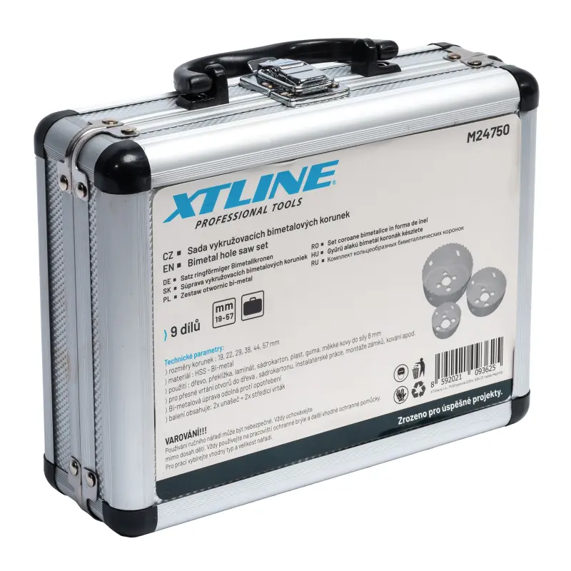 Sada vykružovacích bimetal korunek 19-57 mm 9 dílů - hlinikový obal