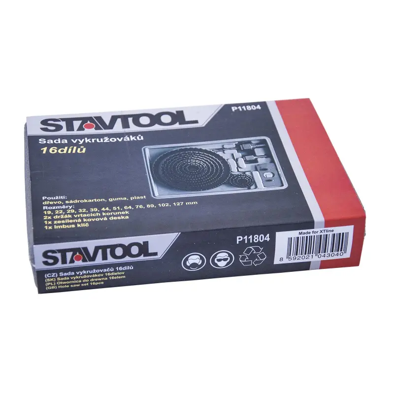 Sada vykružovacích korunek 19-127 mm 16 dílů - plastový obal