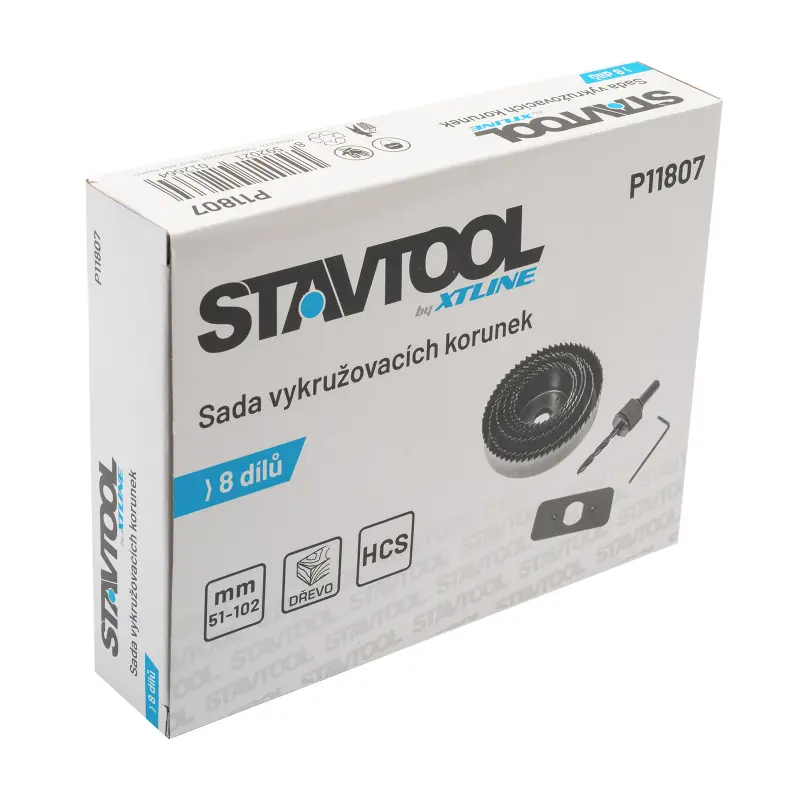 Sada vykružovacích korunek 51-102 mm 8 dílů - plastový obal