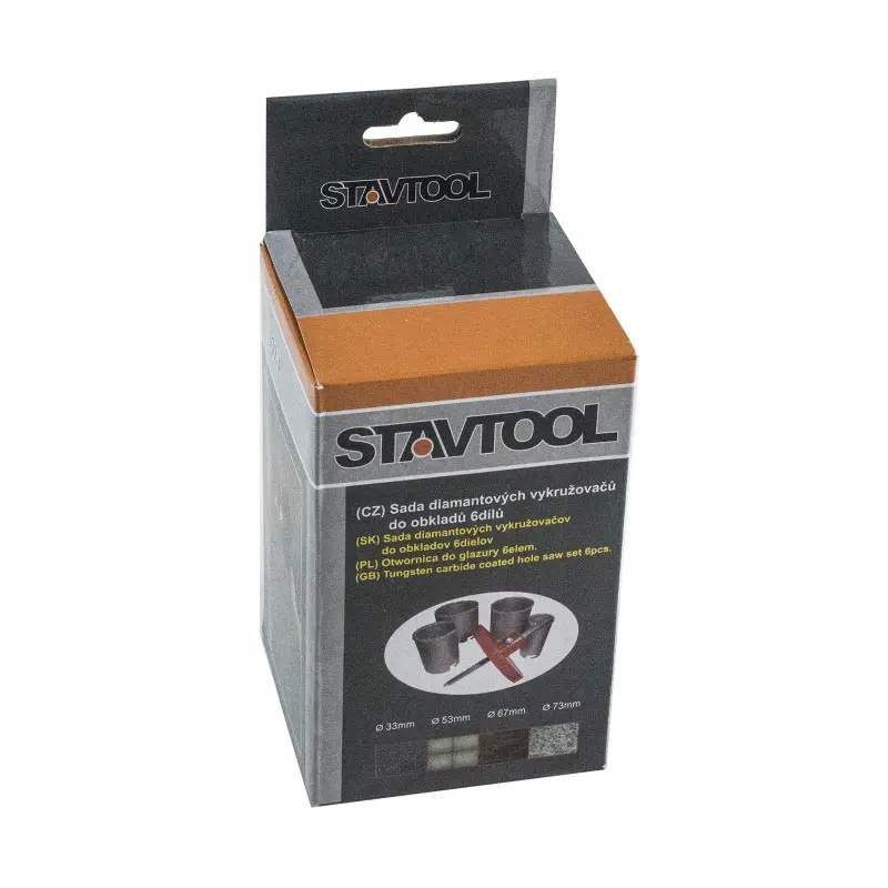 Sada diamantových vykružovacích korunek 33-73 mm 6 dílů