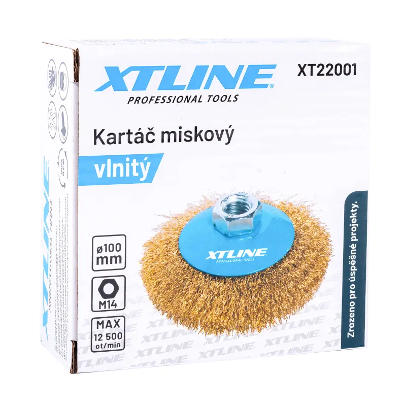 Kartáč miskový vlnitý 100 mm/M14