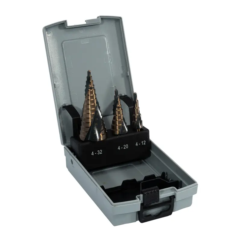 Sada stupňovitých vrtáků 4-32 mm HSS TiN-TiAIN 3 díly