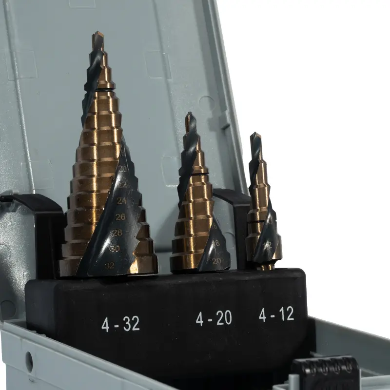 Sada stupňovitých vrtáků 4-32 mm HSS TiN-TiAIN 3 díly