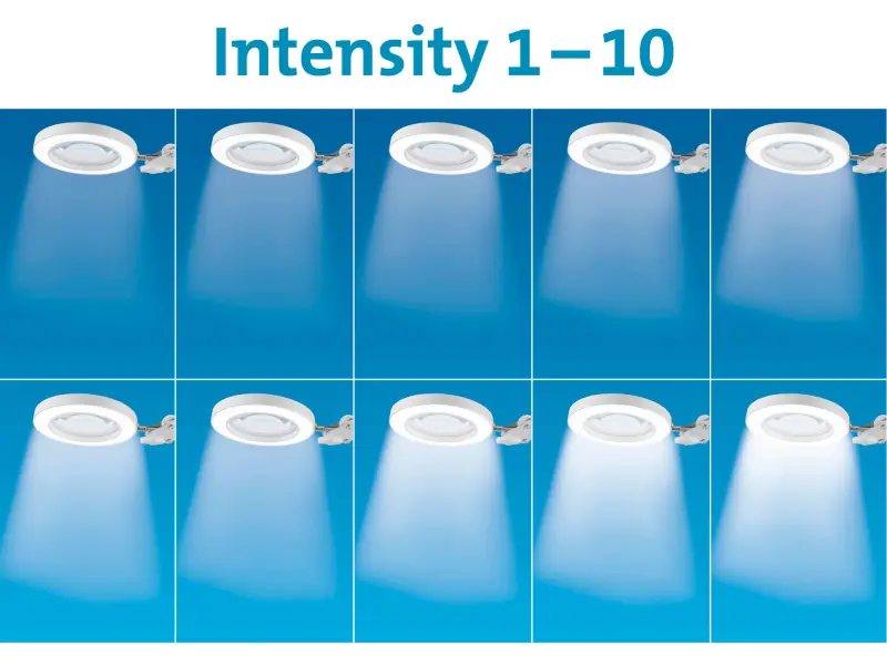 lampa stolní s lupou, USB napájení, bílá, 2400lm, 3 barvy světla, 5x zvětšení