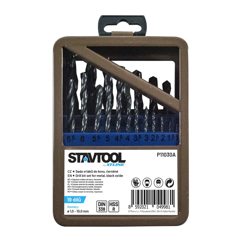 Sada vrtáků do kovu HSS - kovový obal | 1-10 mm 19 dílů