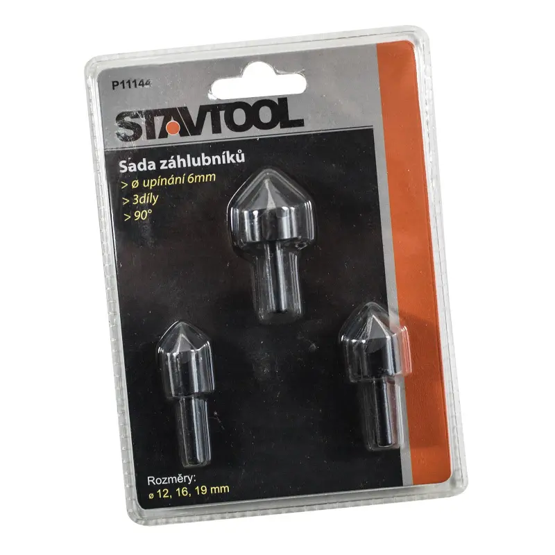 Sada záhlubníků do dřeva 90° 3 díly - blistrový obal