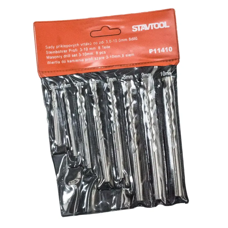 Sada vidiových vrtáků - PVC obal | 3-10 mm