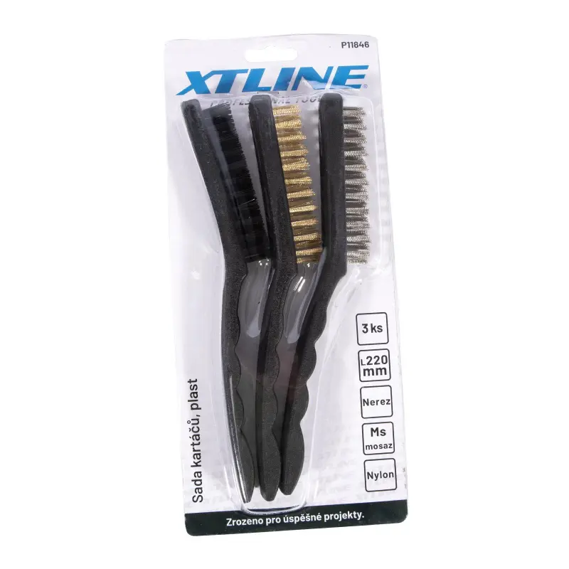 Sada ocelových kartáčů 3 díly -  PVC rukojeť