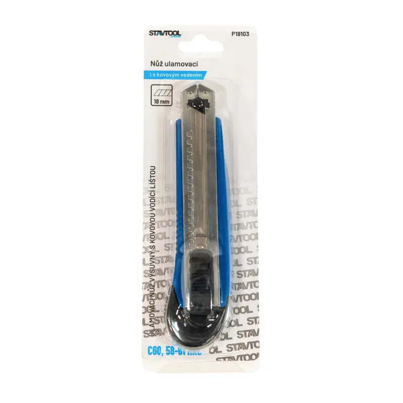 Nůž ulamovací STAVTOOL, pogumovaný oranžovo-černý | 18 mm