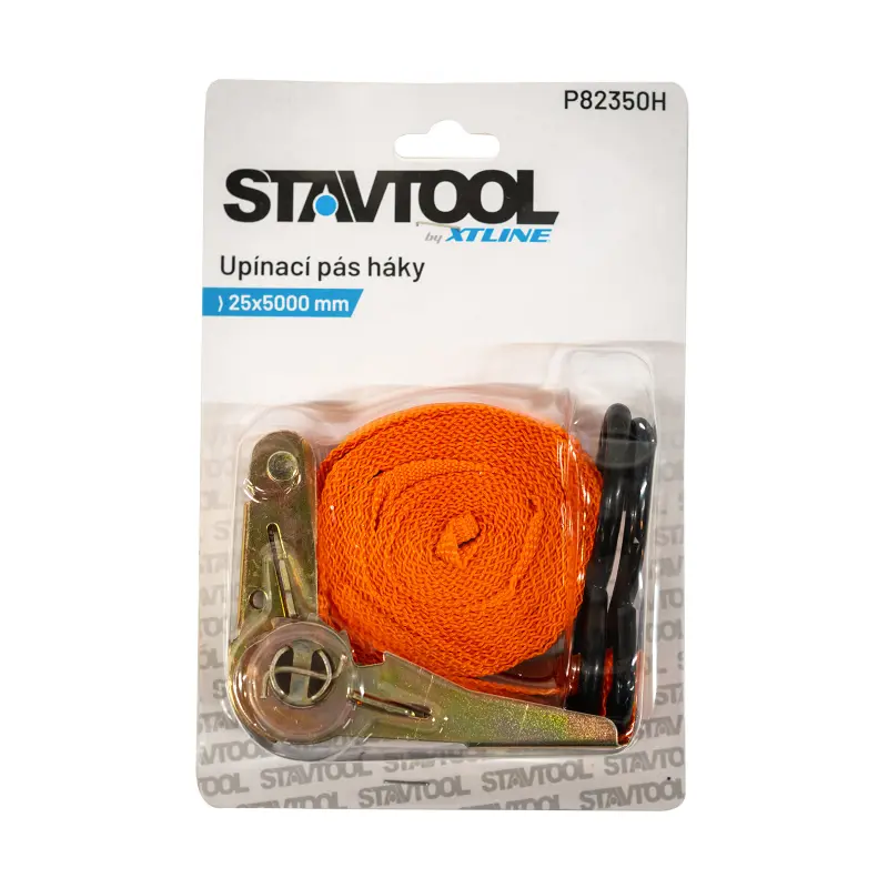 Upínací pás na náklady s háky | 25x5000 mm