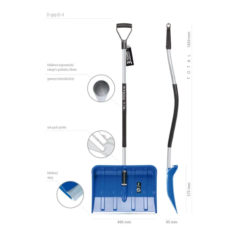 Shrnovač sněhu ALPINUS ERGOMETAL 490x375x1430 mm
