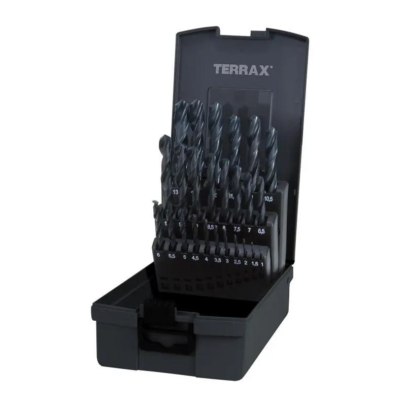 Sada vrtáků do kovu Terrax - plastový obal | 1-13 mm 25 dílů