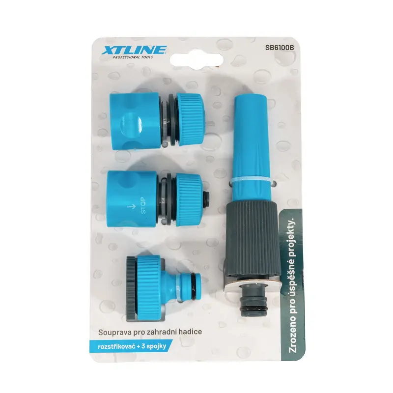 Souprava pro zahradní hadice - rostřikovač + 3 spojky