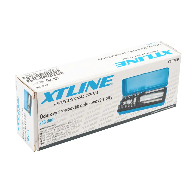 Úderový šroubovák celokovový + bity S2 16 dílů
