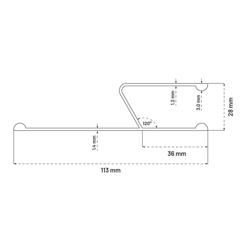 Stahovací lať trapézová | 1500 mm