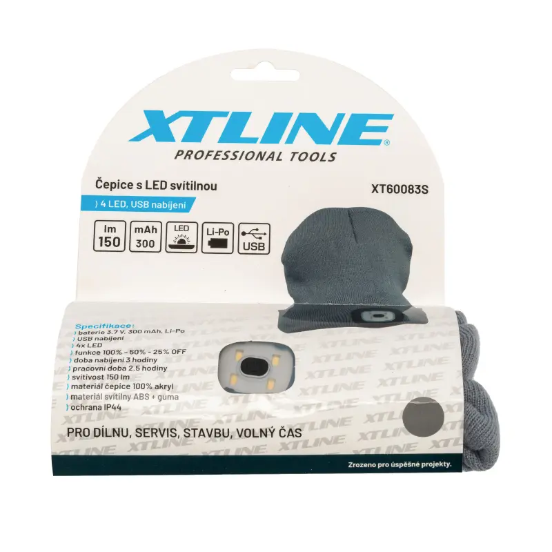 Čepice se svítilnou | šedá