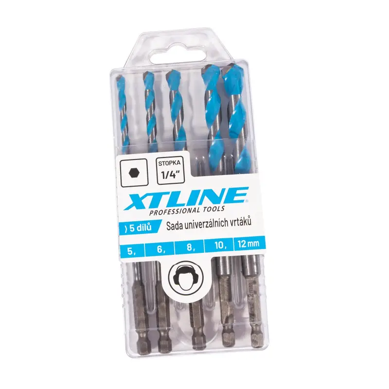 Sada univerzálních vidiových vrtáků, šestihranná stopka 5 dílů | 5-12 mm, plastový obal